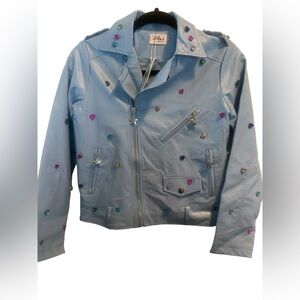 Lola + The Boys Starry Sky Vegan Leather Moto Jacket NWT Size 14